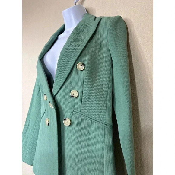 Veronica Beard Emsley Double Breasted Blazer Jacket Linen Blend Green Si… - Picture 5 of 13